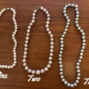 JTV Freshwater Pearl Necklaces Lot of 3, MPL545A-24, MPL300-20, CPL209-20, MINT